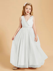 Robes de Demoiselle d'Honneur Junior en Tulle avec Haut en Satin Ivoire