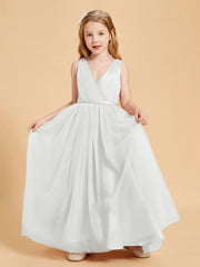 Robes de Demoiselle d'Honneur Junior en Tulle avec Haut en Satin Ivoire