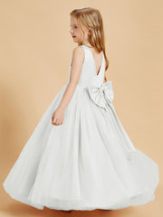 Robes de Demoiselle d'Honneur Junior en Tulle avec Haut en Satin Ivoire
