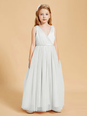 Robes de Demoiselle d'Honneur Junior en Tulle avec Haut en Satin Ivoire