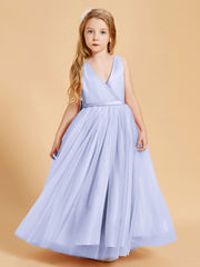 Robes de Demoiselle d'Honneur Junior en Tulle avec Haut en Satin Lavande