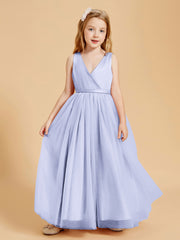 Robes de Demoiselle d'Honneur Junior en Tulle avec Haut en Satin Lavande