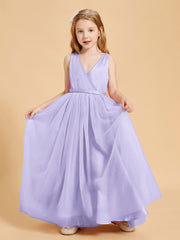 Robes de Demoiselle d'Honneur Junior en Tulle avec Haut en Satin Lilas