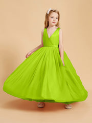 Robes de Demoiselle d'Honneur Junior en Tulle avec Haut en Satin Vert Citron