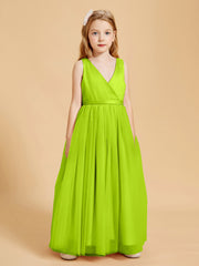 Robes de Demoiselle d'Honneur Junior en Tulle avec Haut en Satin Vert Citron