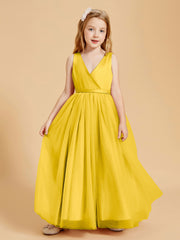 Robes de Demoiselle d'Honneur Junior en Tulle avec Haut en Satin Souci