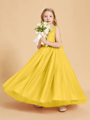 Robes de Demoiselle d'Honneur Junior en Tulle avec Haut en Satin Souci