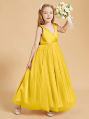 Robes de Demoiselle d'Honneur Junior en Tulle avec Haut en Satin Souci