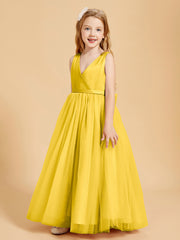 Robes de Demoiselle d'Honneur Junior en Tulle avec Haut en Satin Souci