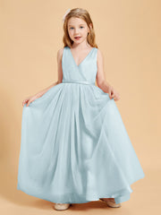 Robes de Demoiselle d'Honneur Junior en Tulle avec Haut en Satin Brume