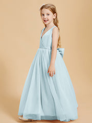 Robes de Demoiselle d'Honneur Junior en Tulle avec Haut en Satin Brume