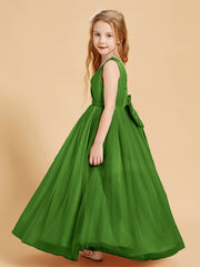 Robes de Demoiselle d'Honneur Junior en Tulle avec Haut en Satin Mousse
