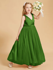 Robes de Demoiselle d'Honneur Junior en Tulle avec Haut en Satin Mousse