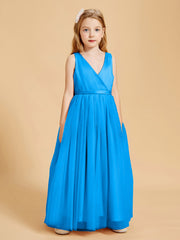 Robes de Demoiselle d'Honneur Junior en Tulle avec Haut en Satin Bleu Océan