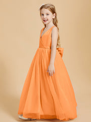 Robes de Demoiselle d'Honneur Junior en Tulle avec Haut en Satin Orange
