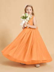 Robes de Demoiselle d'Honneur Junior en Tulle avec Haut en Satin Orange