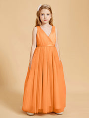 Robes de Demoiselle d'Honneur Junior en Tulle avec Haut en Satin Orange