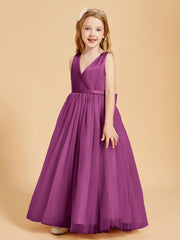 Robes de Demoiselle d'Honneur Junior en Tulle avec Haut en Satin Orchidee