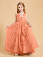 Robes de Demoiselle d'Honneur Junior en Tulle avec Haut en Satin Papaye