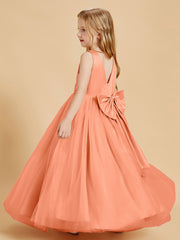 Robes de Demoiselle d'Honneur Junior en Tulle avec Haut en Satin Papaye