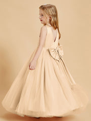 Robes de Demoiselle d'Honneur Junior en Tulle avec Haut en Satin Pêche