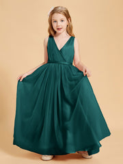 Robes de Demoiselle d'Honneur Junior en Tulle avec Haut en Satin Paon