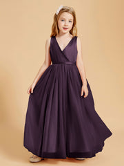 Robes de Demoiselle d'Honneur Junior en Tulle avec Haut en Satin Plum