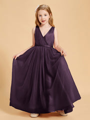 Robes de Demoiselle d'Honneur Junior en Tulle avec Haut en Satin Plum