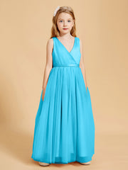 Robes de Demoiselle d'Honneur Junior en Tulle avec Haut en Satin Piscine