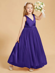 Robes de Demoiselle d'Honneur Junior en Tulle avec Haut en Satin Régence