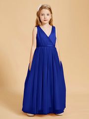 Robes de Demoiselle d'Honneur Junior en Tulle avec Haut en Satin Bleu Royale