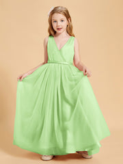 Robes de Demoiselle d'Honneur Junior en Tulle avec Haut en Satin Sauge