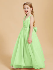 Robes de Demoiselle d'Honneur Junior en Tulle avec Haut en Satin Sauge