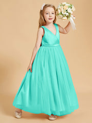 Robes de Demoiselle d'Honneur Junior en Tulle avec Haut en Satin Spa