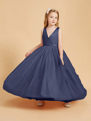 Robes de Demoiselle d'Honneur Junior en Tulle avec Haut en Satin Orageux