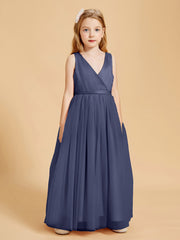 Robes de Demoiselle d'Honneur Junior en Tulle avec Haut en Satin Orageux