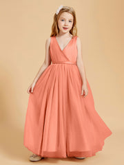Robes de Demoiselle d'Honneur Junior en Tulle avec Haut en Satin Crépuscule