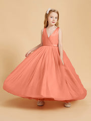 Robes de Demoiselle d'Honneur Junior en Tulle avec Haut en Satin Crépuscule
