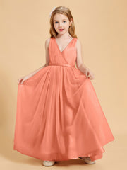 Robes de Demoiselle d'Honneur Junior en Tulle avec Haut en Satin Crépuscule