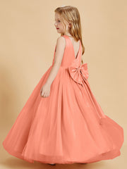 Robes de Demoiselle d'Honneur Junior en Tulle avec Haut en Satin Crépuscule