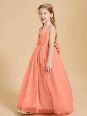 Robes de Demoiselle d'Honneur Junior en Tulle avec Haut en Satin Crépuscule