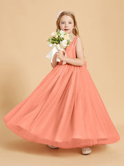 Robes de Demoiselle d'Honneur Junior en Tulle avec Haut en Satin Crépuscule