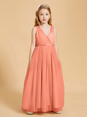 Robes de Demoiselle d'Honneur Junior en Tulle avec Haut en Satin Crépuscule