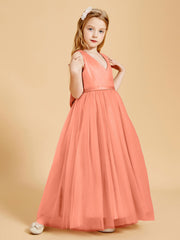 Robes de Demoiselle d'Honneur Junior en Tulle avec Haut en Satin Crépuscule