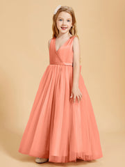Robes de Demoiselle d'Honneur Junior en Tulle avec Haut en Satin Crépuscule