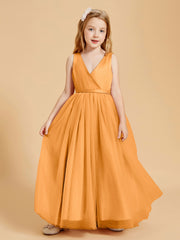 Robes de Demoiselle d'Honneur Junior en Tulle avec Haut en Satin Mandarine