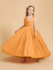 Robes de Demoiselle d'Honneur Junior en Tulle avec Haut en Satin Terracotta