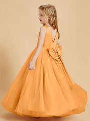 Robes de Demoiselle d'Honneur Junior en Tulle avec Haut en Satin Mandarine