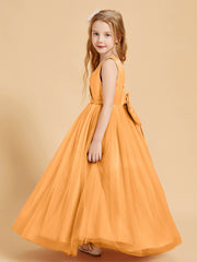Robes de Demoiselle d'Honneur Junior en Tulle avec Haut en Satin Terracotta