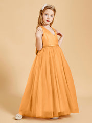 Robes de Demoiselle d'Honneur Junior en Tulle avec Haut en Satin Terracotta